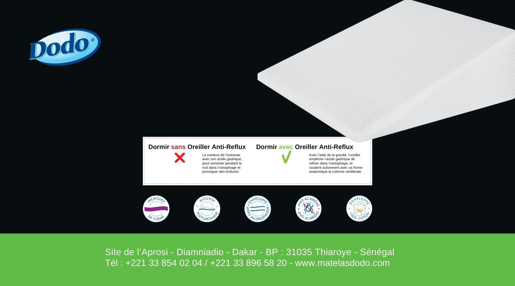 Oreiller anti-reflux